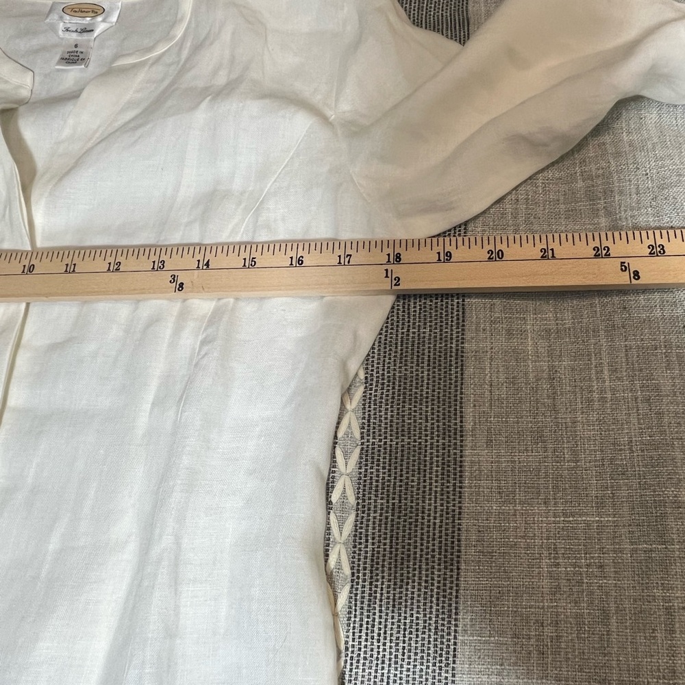 Talbots 100% Irish Linen Button Front Blouse White 3/4 Sleeves Size 6 - Picture 9 of 12